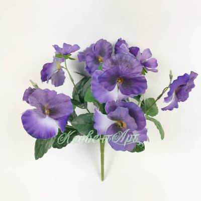 Искусственные цветы Анютины глазки 27H фиолетовые (куст без кашпо)