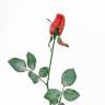 Искусственная новогодняя роза Твиджи красная в бутоне заснеженная Н 60см