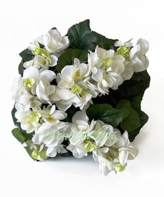 Бегония цветущая 30H белая (искусственный куст 9 цветков без кашпо)