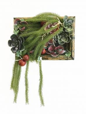 Панно из искусственных растений в бамбуковой рамке «Каменная роза»