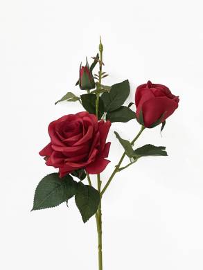 Роза красная ФРИДОМ кустовая искусственная real-touch  2цв.1 бутон Н65 см