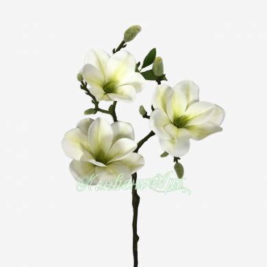 Магнолия белая ветка цветущая искусственная real-touch 3 цветка Н55 см