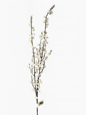Декоративная искусственная ветка  с белыми цветочками Н90 см