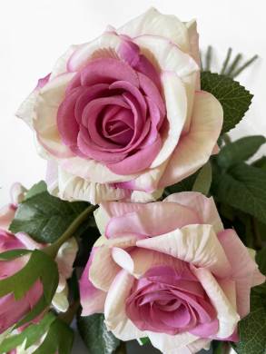 Роза Роби в наборе 3 шт. розовые искусственные цветы для декора Н47 см   