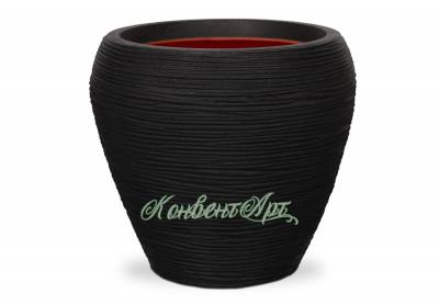 Кашпо CAPI Nature Vase Tapered Round Rib 32Dx38H Черный