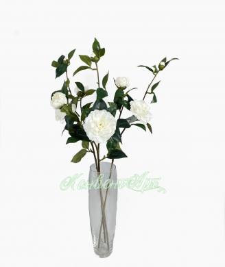 Камелия Японская в наборе 3 шт. белые искусственные цветы для декора Н86 см 