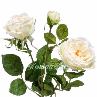 Роза кустовая искусственная 58см, белая