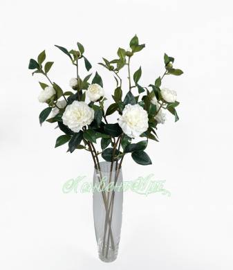 Камелия Японская в наборе 5 шт. белые искусственные цветы для декора Н86 см  