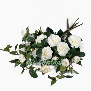 Камелия Японская в наборе 7 шт. белые искусственные цветы для декора Н86 см   