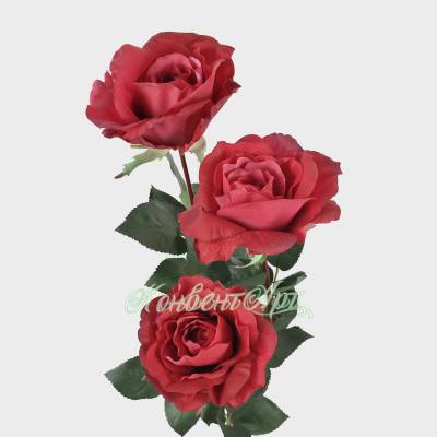 Искусственные цветы розы Джой красные 3 шт Н73 см