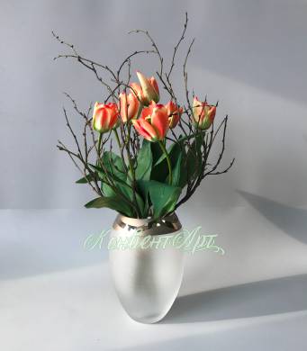 Букет из искусственных цветов «Искра» + ваза №1