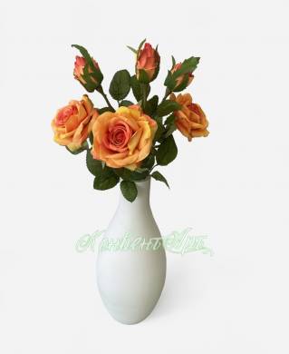 Роза Роби в наборе 3 шт. оранжевые искусственные цветы для декора Н47 см  