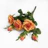 Роза Роби в наборе 3 шт. оранжевые искусственные цветы для декора Н47 см  