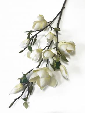 Магнолия искусственная ветка цветущая белая, 6 цв., 3 бут. H90 см