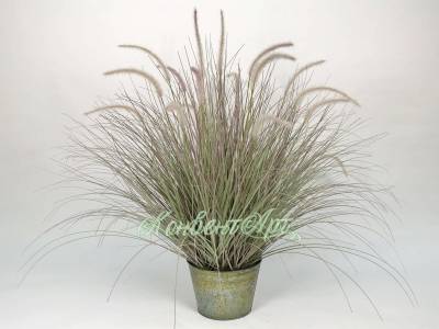 Пеннисетум (щетинник) искусственная трава для декора 99H (с розовыми колосками в цинковом кашпо)