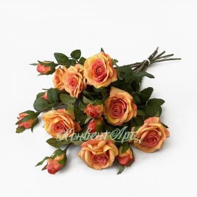 Роза Роби в наборе 7 шт. оранжевые искусственные цветы для декора Н47 см 