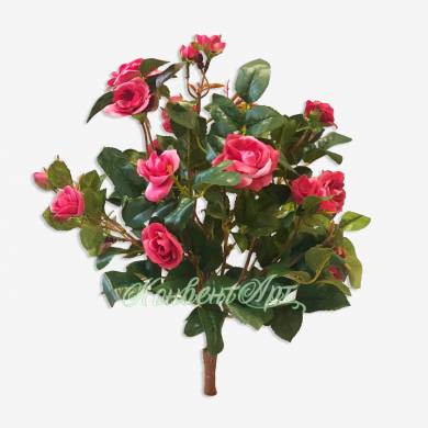 Искусственные розы куст Н30 см темно-розовые (4 ветки без кашпо)