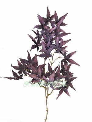 Искусственные осенние листья японского клена на ветке темно-фиолетовые Н73 см