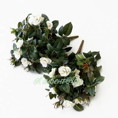Роза кустовая белая искусственная в белом кашпо