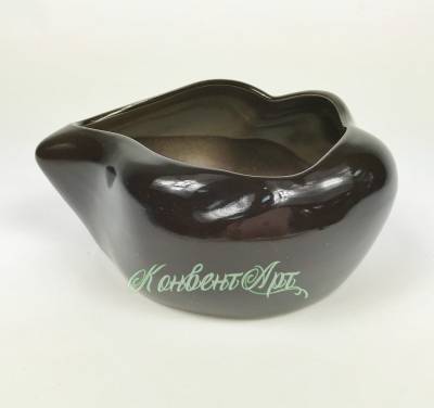 Кашпо керамика темно-коричневое Бонсайница Рапан L20хW16хH10