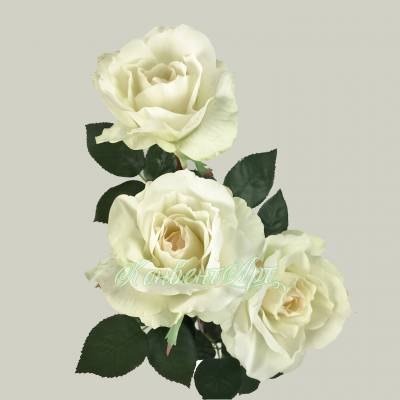 Искусственные розы Джой real-touch бело-зеленая (распустившиеся) 3 шт H73