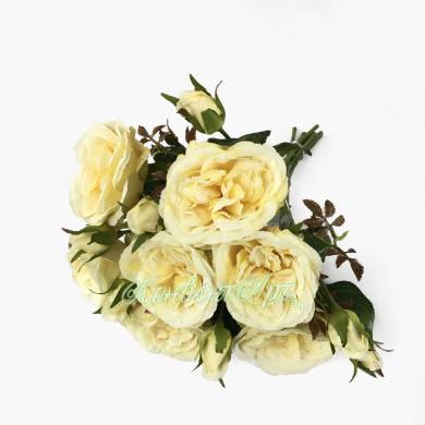 Роза Анна в наборе 7 шт. кремовые искусственные цветы для декора Н37 см   