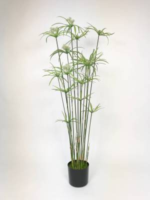 Искусственная высокая трава для декора Циперус 120H (куст в кашпо)