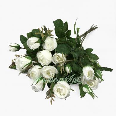 Роза кустовая ПЕГГИ набор 5 шт. белые искусственные цветы для декора Н60 см  