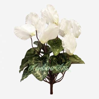 Цикламен искусственный цветущий белый 7 цветков H30 Д25 см
