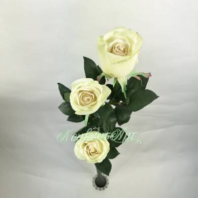 Букет из искусственных роз Джессика зелено-белая 3 шт H72 см  