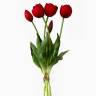 Букет красных пионовидных тюльпанов х5 искусственный real-touch Н40 см