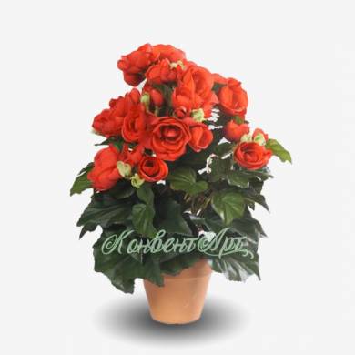 Бегония цветущая 30H красный (искусственный куст 9 цветков без кашпо)
