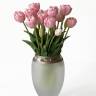 Букет розовых пионовидных тюльпанов х5 искусственный real-touch Н40 см