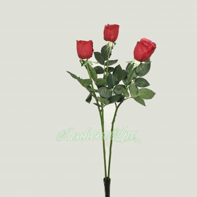 Букет из искусственных роз Джессика  красные 3 шт H72 см  (полуоткрытая) 