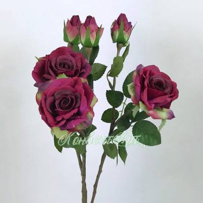 Искусственные розы Роби красные 3 шт Н47см бургундия (бордовая)