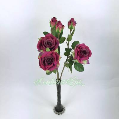 Букет из искусственных роз Роби 3 шт Н47см бургундия (бордовая)