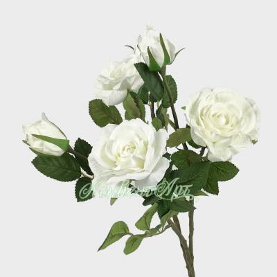 Искусственные розы Роби с бутоном белые 3 шт Н47 см