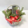 Корзина для упаковки Новогодних подарков «Эстель с ягодами L»