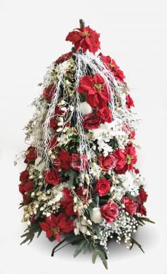 Красный новогодний цветок Пуансеттия искусственная D-20cm Н-75см