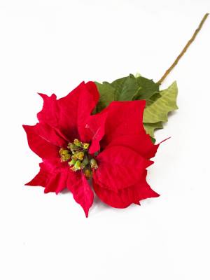 Красный новогодний цветок Пуансеттия искусственная D20 Н75 см 