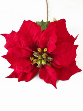 Красный новогодний цветок Пуансеттия искусственная D20 Н75 см 