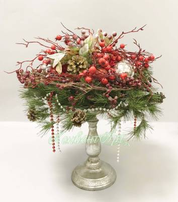 Новогодняя композиция из искусственных растений "Ароматы Рождества"