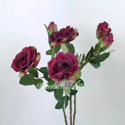 Искусственные розы Роби бордовые 3 шт Н47 см