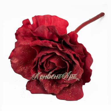 Новогодняя красная Роза большого размера цветок для декора D30 Н60 см 