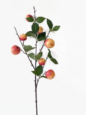 Ветка декоративная искусственная с красными яблоками х7 Н90 см