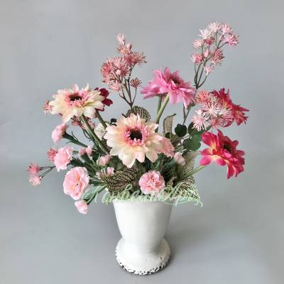 Интерьерная композиция из искусственных растений «В Розовом Цвете»