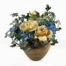 Новогодний декор Композиция «Заснеженные розы и гортензия» в керамическом горшочке D30 Н25 см