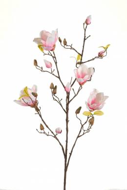Магнолия искусственная ветка цветущая розовая, 4 цветка 13 бутонов, H105 см