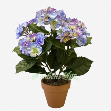 Гортензия кустовая искусственная, 5 голубых соцветий Н40 Д 35 см