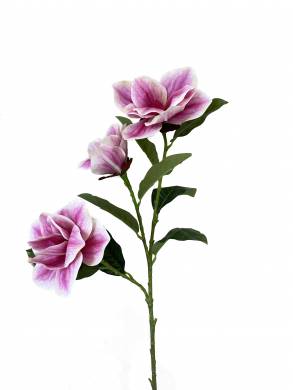 Магнолия розовая ветка цветущая искусственная real-touch 3 цв.D12-15см, 8 листов Н92 см